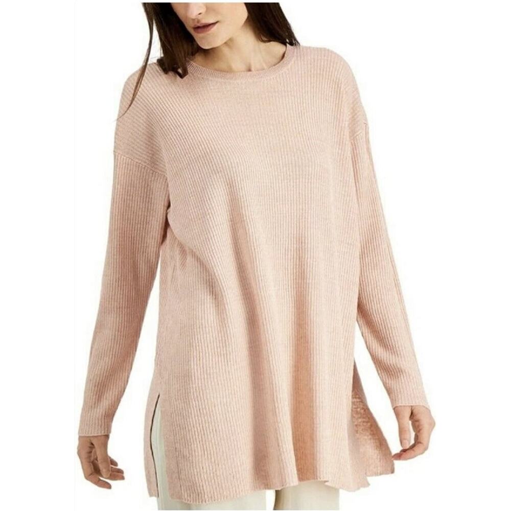 Eileen Fisher Organic Linen Bateau Neck Tunic Sweater XL